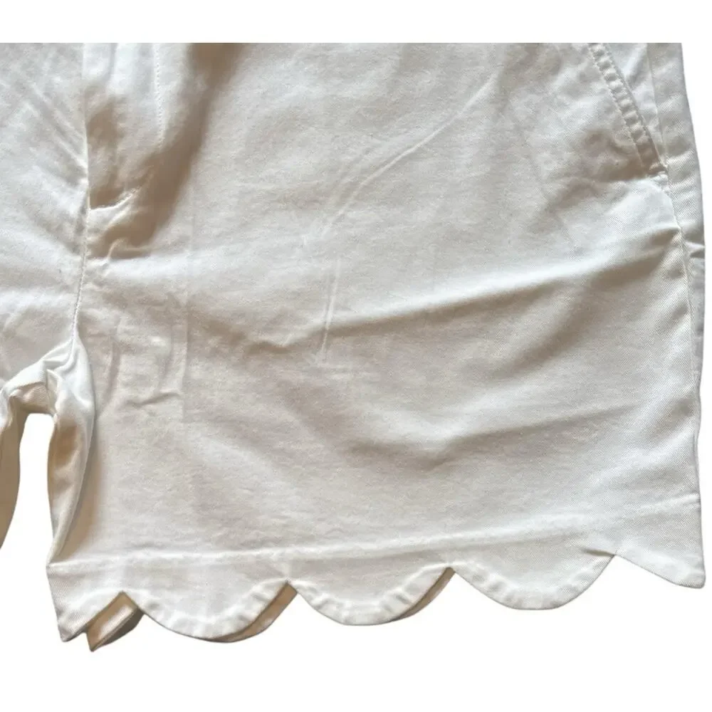 J. Crew Shorts White Scalloped Hem Cotton Stretch Womens 16 Summer Preppy Tennis